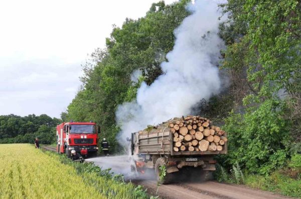 В Александрийском районе загорелась машина с дровами