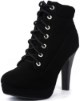 JJF Shoes Polish Military Lace Up Platform Chunky High Heel Ankle Bootie Thumb