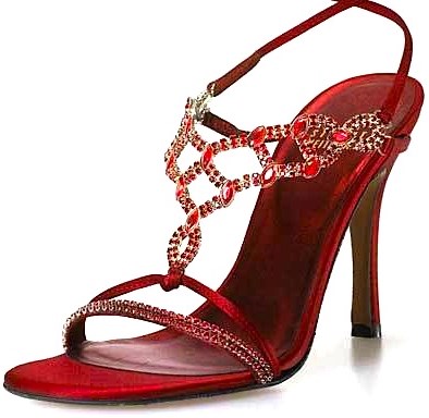 красные сандалии на шпильке с украшениями