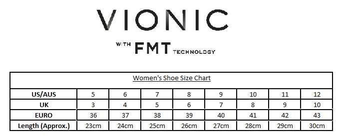 Таблица размеров женской обуви Vionic