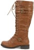 Wild Diva Womens Timberly-65 Lace Up Knee High Boot Thumb