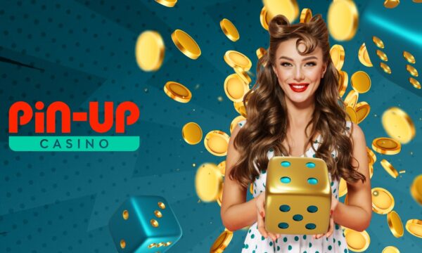 Логотип казино Pin Up UA з дівчиною та гральними знаками