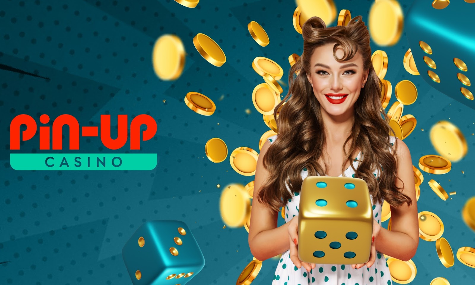 Логотип казино Pin Up UA з дівчиною та гральними знаками