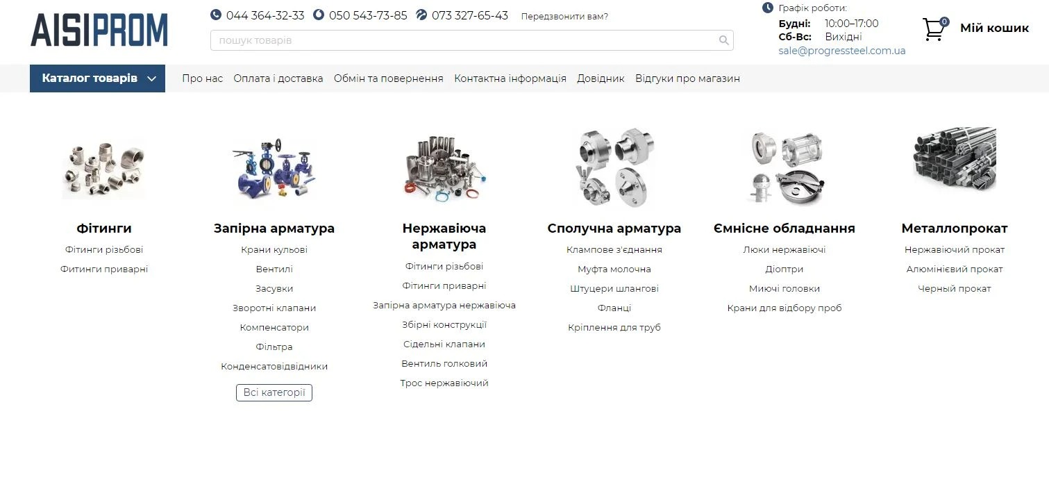 Запірна арматура з нержавіючої сталі - АІСІ ПРОМ
